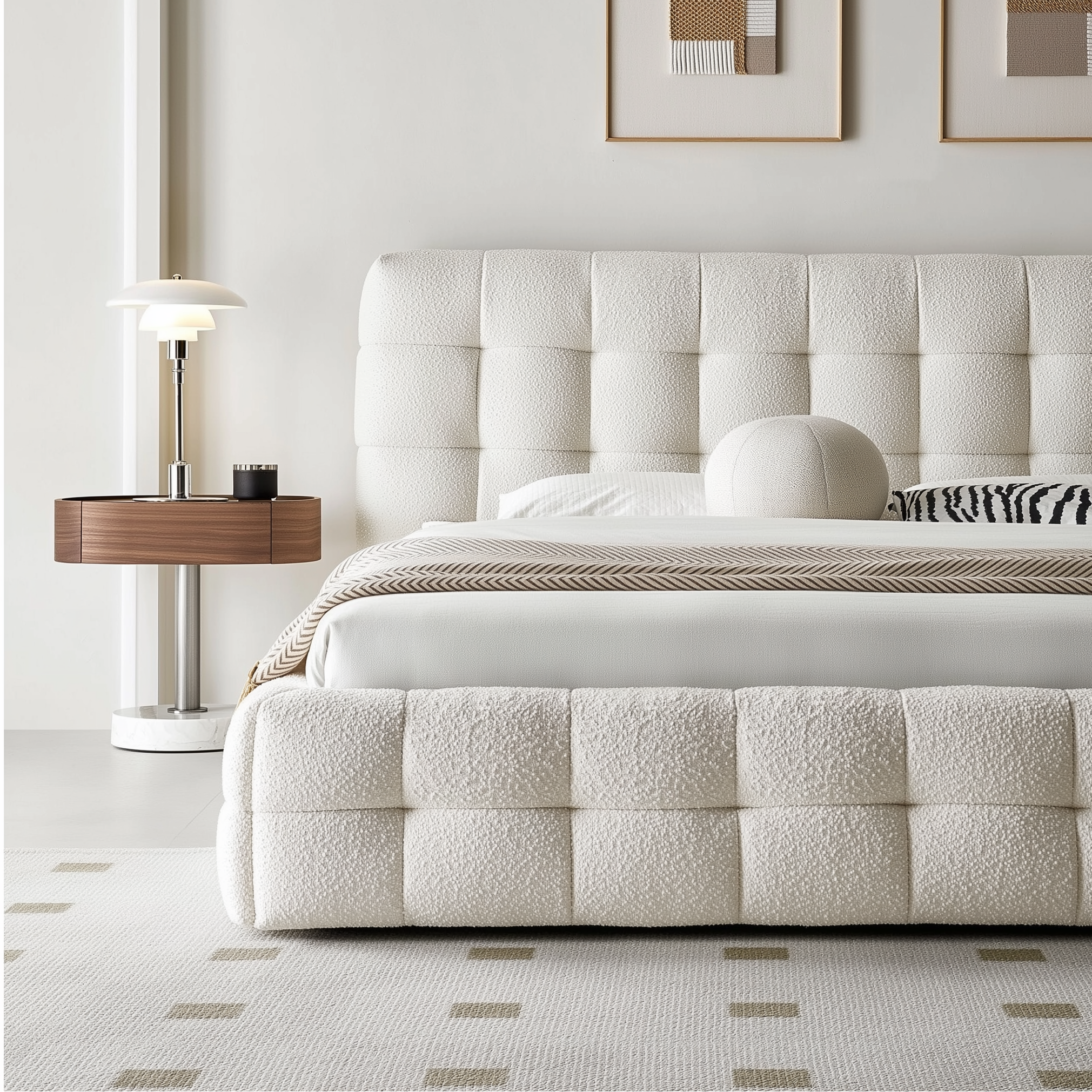 Cream Puff Boucle Bed