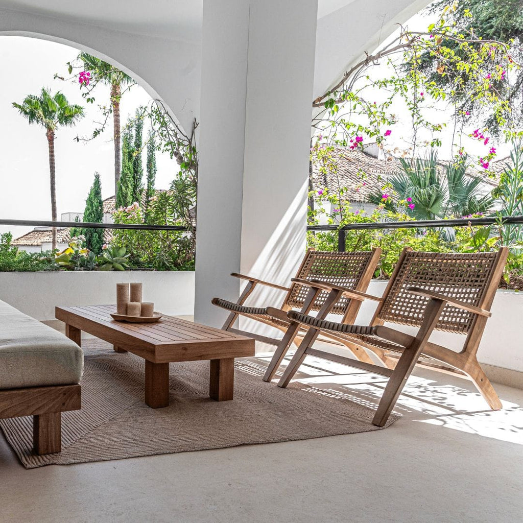 Fauteuil lounge en acacia