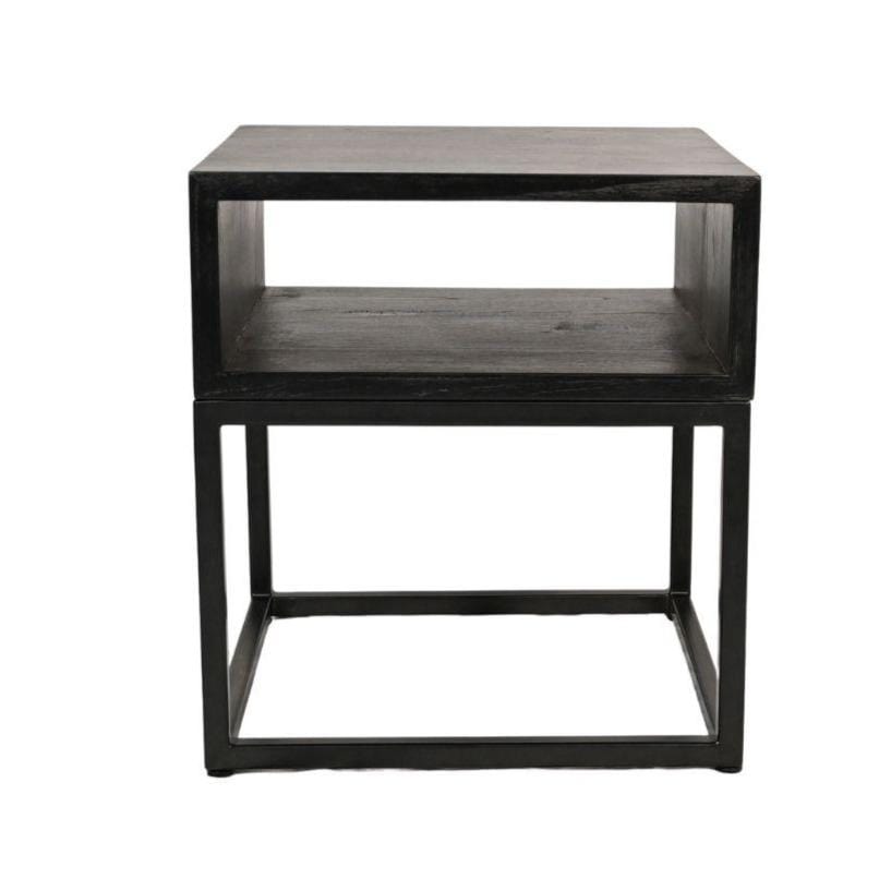 Table de chevet en rotin | Noire