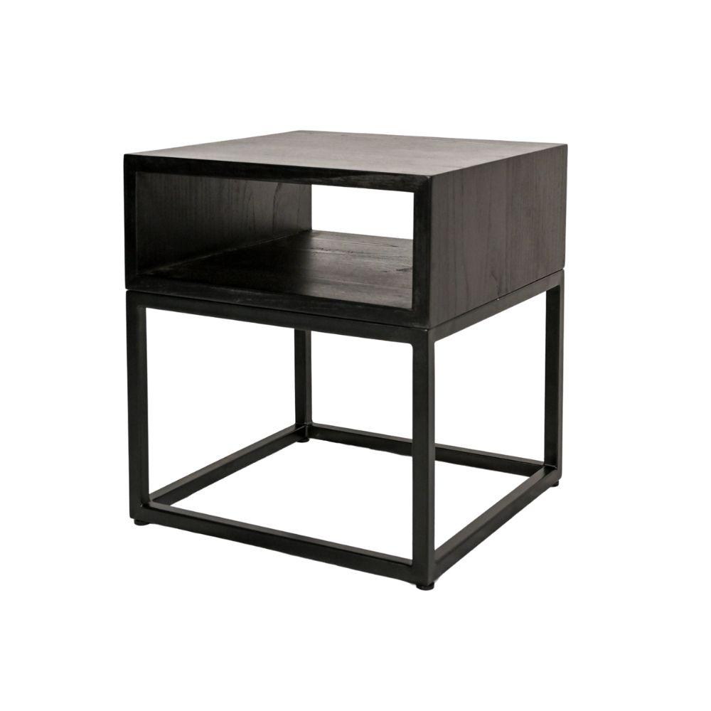 Table de chevet en rotin | Noire