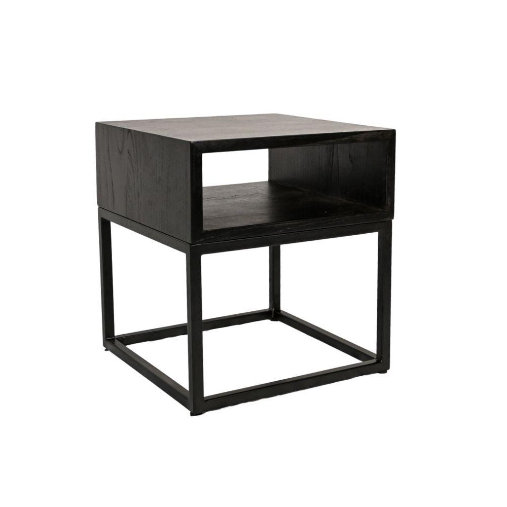 Table de chevet en rotin | Noire