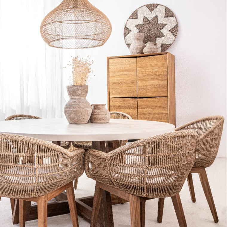 Table de salle à manger Dara en microciment | 120 cm | Sable