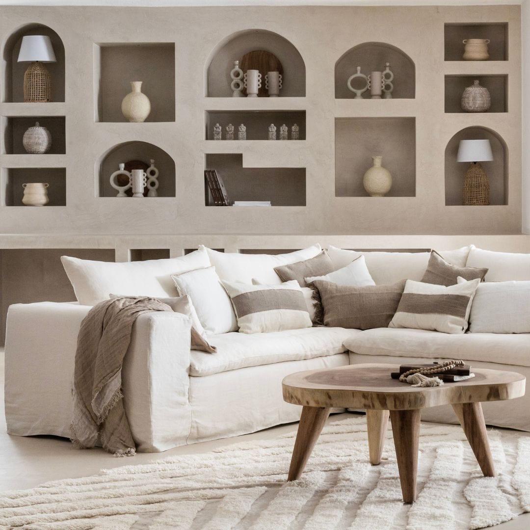 Canapé d'angle en lin Ibiza Haven | 270 x 105 / 270 x 70 cm