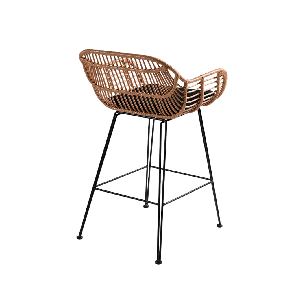 Tabouret de bar Jaipur avec accoudoirs | Noir 58 x 56 x 95 cm