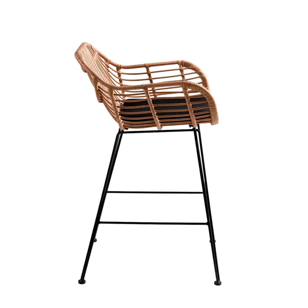 Tabouret de bar Jaipur avec accoudoirs | Noir 58 x 56 x 95 cm