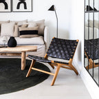 Fauteuil lounge en cuir noir