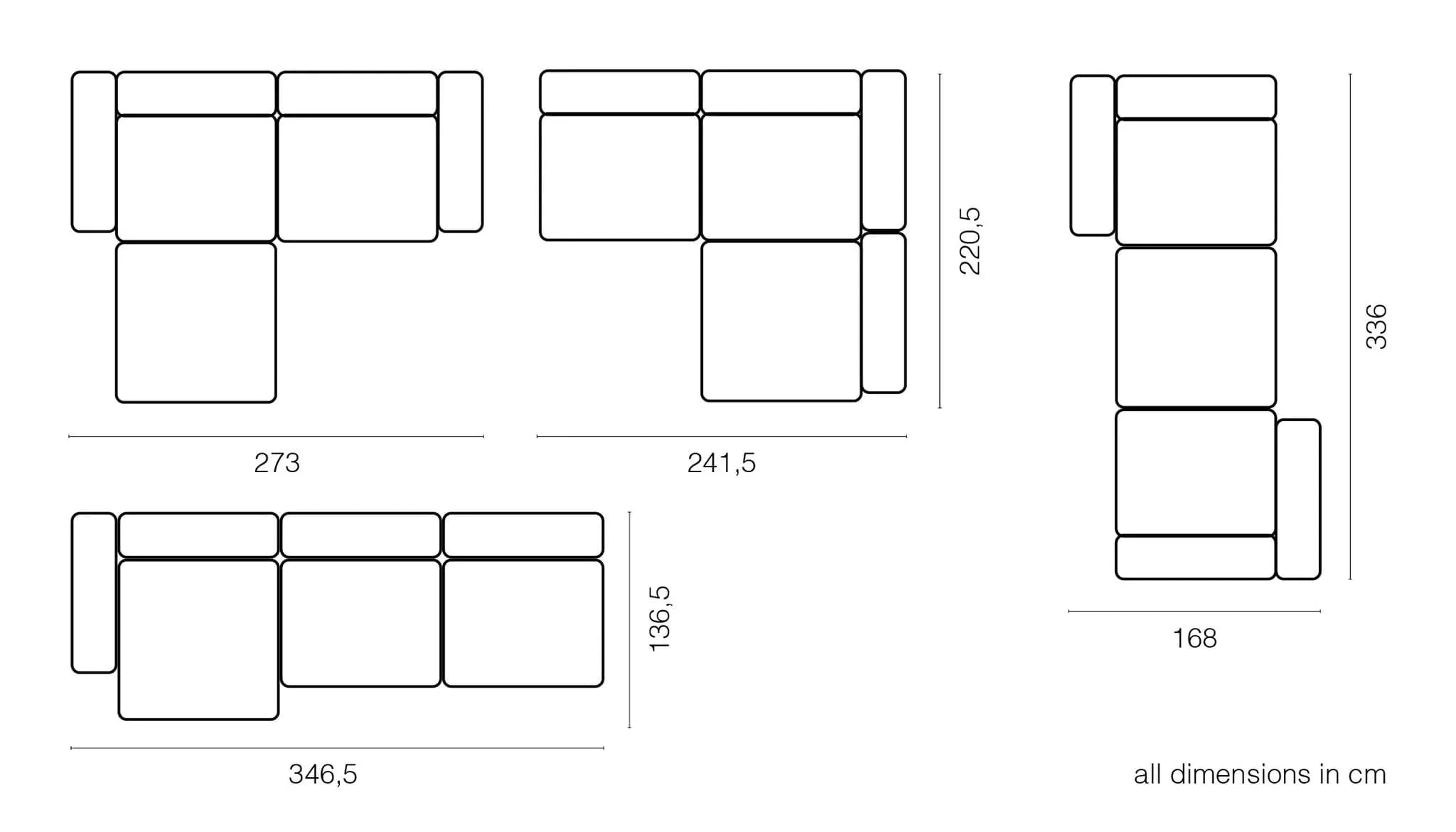 Vetsak Canapé d'angle d'extérieur L | 273x115/220,5x60cm