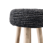 Tabouret de bar en raphia | Noir