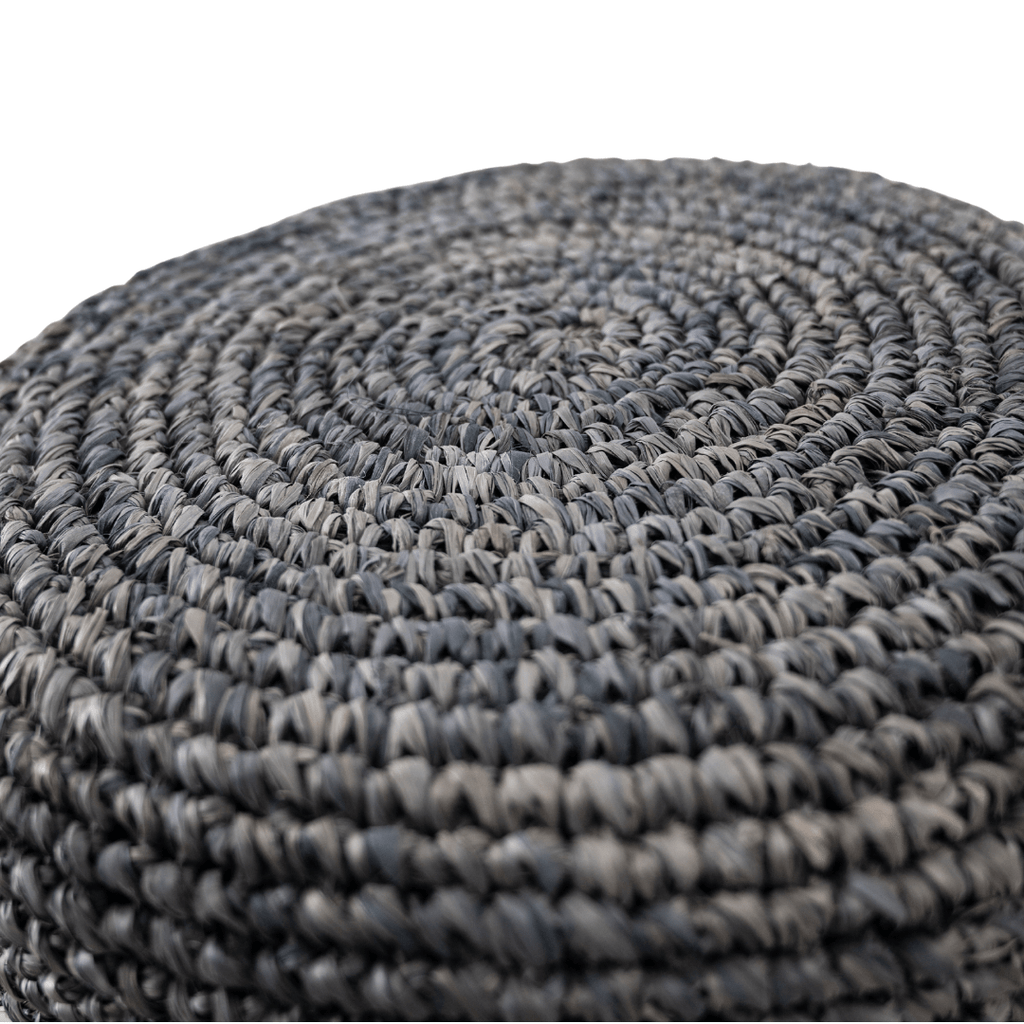 Tabouret de bar en raphia | Noir