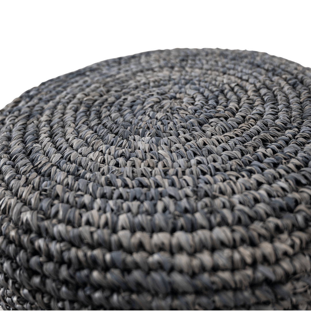 Tabouret de bar en raphia | Noir