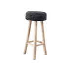 Tabouret de bar en raphia | Noir