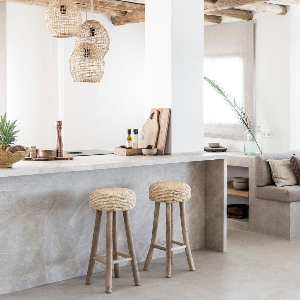 Tabouret de bar en raphia