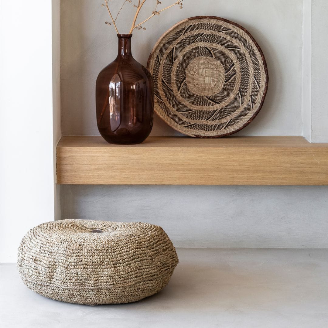 Pouf en raphia | 65 x 35 cm