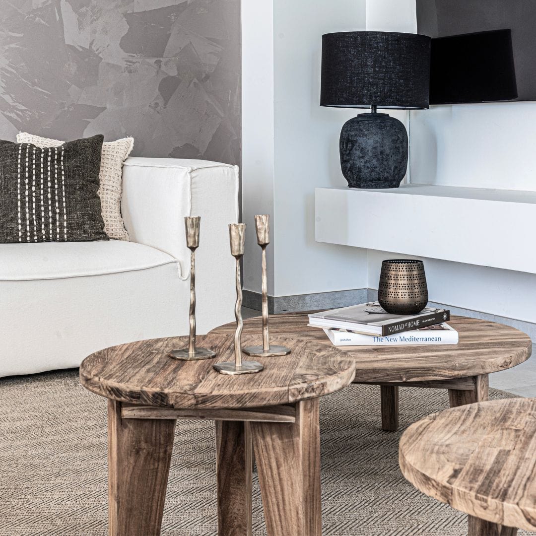 Table basse en teck recyclé | 65 x 38 cm