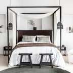 Tabouret en teck recyclé | Noir 48x28x50cm