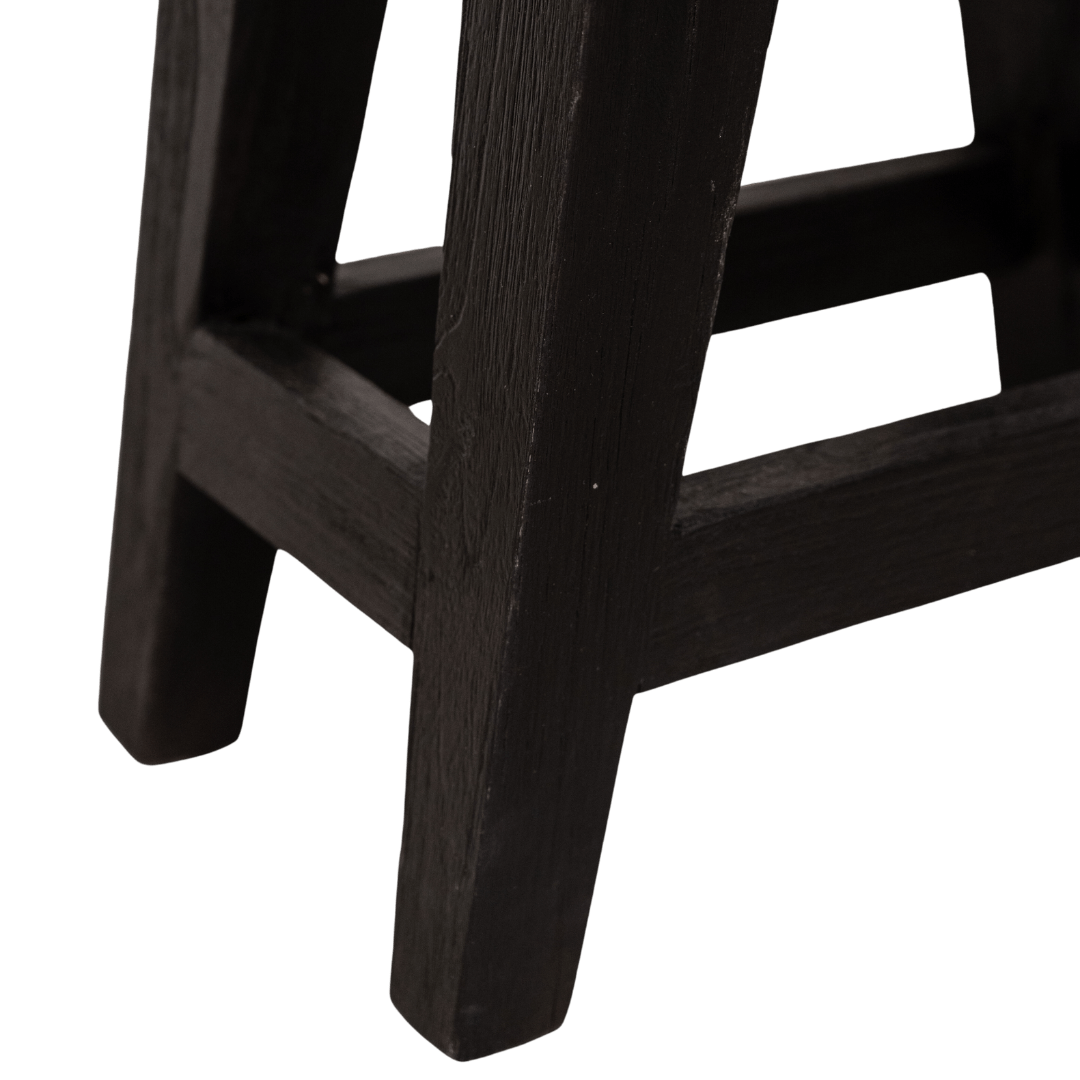 Tabouret en teck recyclé | Noir 48x28x50cm