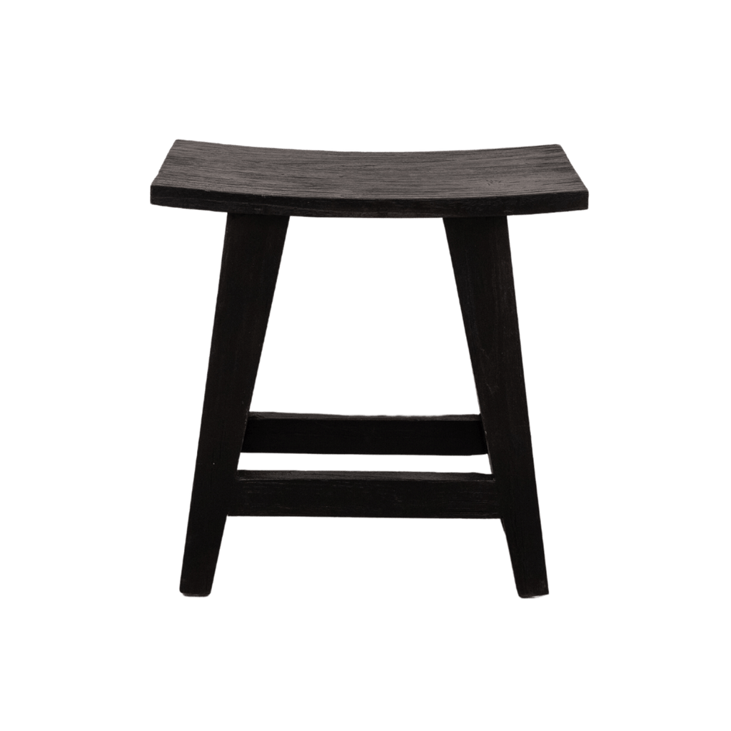 Tabouret en teck recyclé | Noir 48x28x50cm