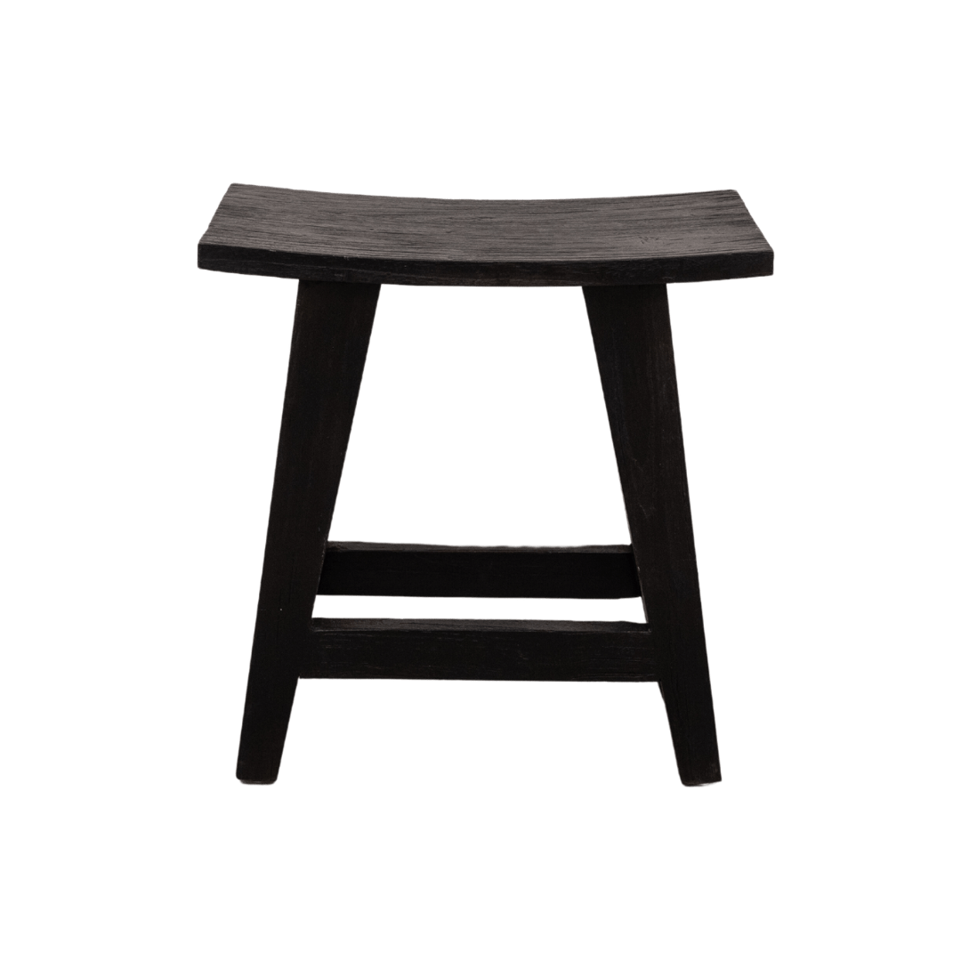Tabouret en teck recyclé | Noir 48x28x50cm