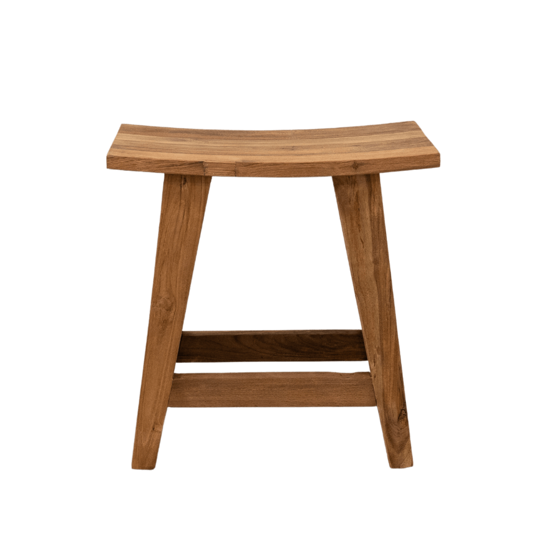 Tabouret en teck recyclé | Naturel 48x28x50cm