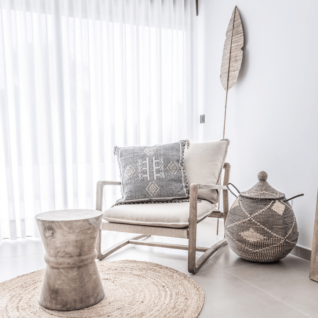 Tabouret en verre de sable | Naturel 35x45cm