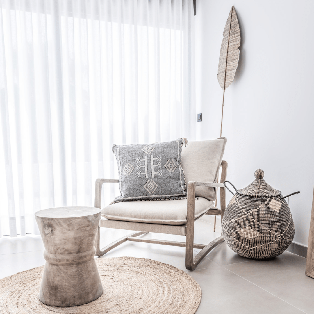 Tabouret en verre de sable | Naturel 35x45cm