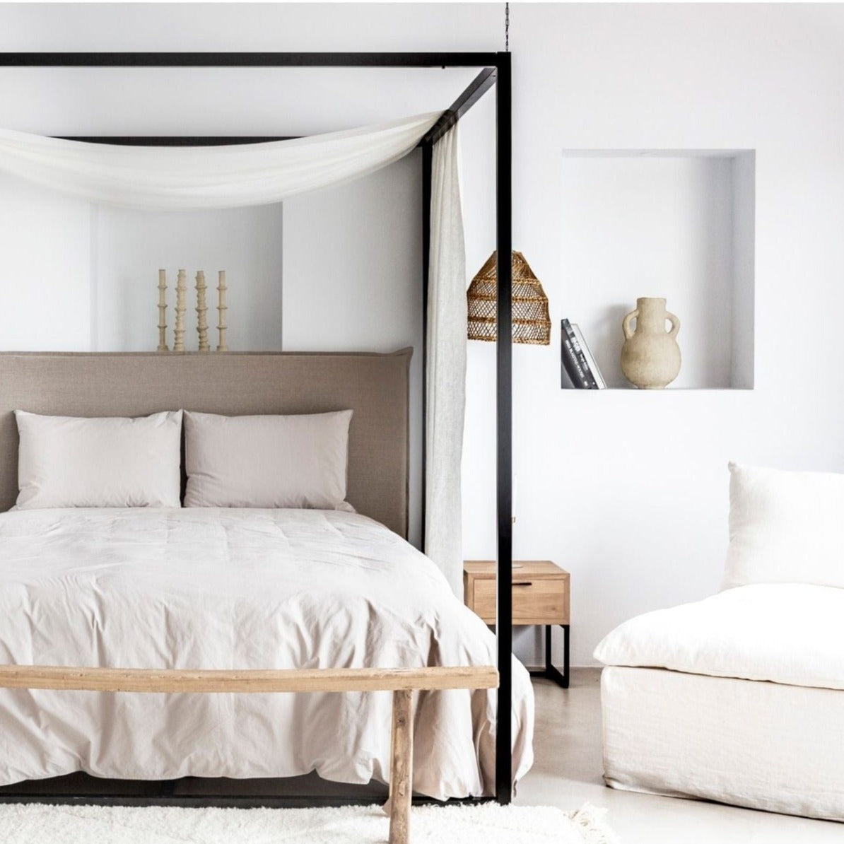 Canapé Méridienne en Lin Tarifa | 105x160x80cm