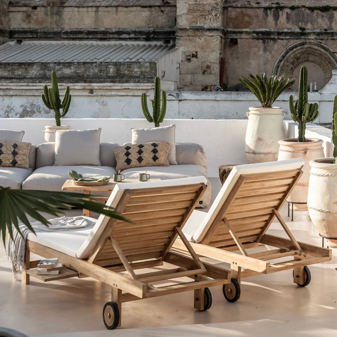 Bain de soleil en teck Tulum | Blanc