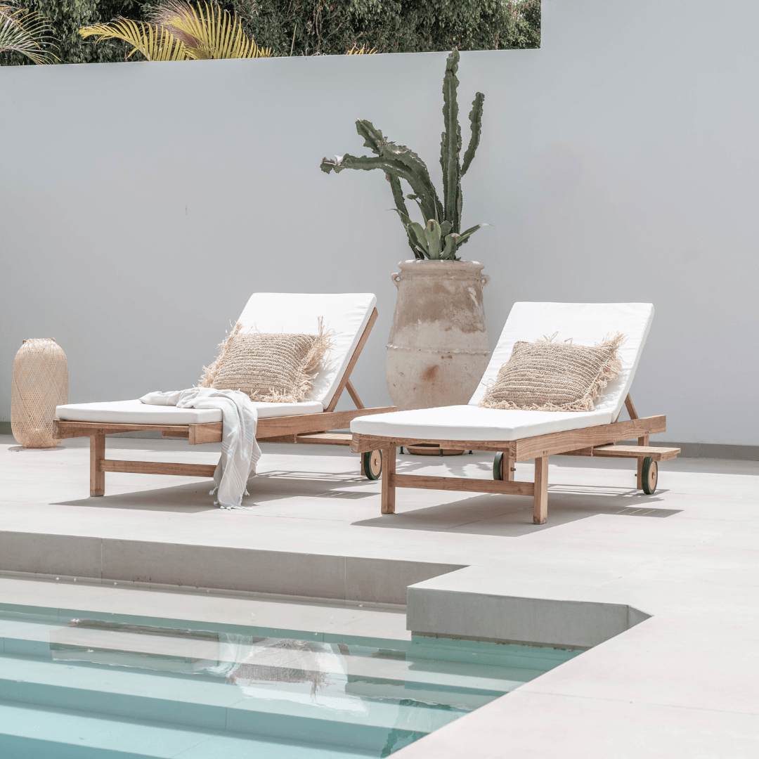 Bain de soleil en teck Tulum | Blanc