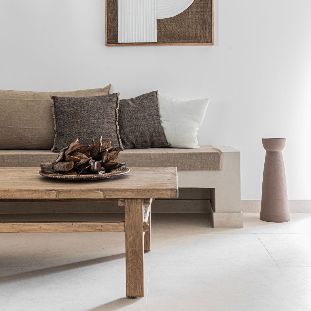 Table basse vintage en bois d'orme