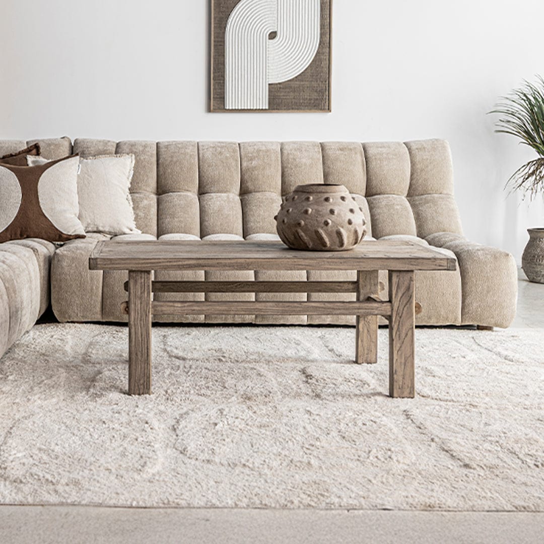 Table basse vintage en bois d'orme