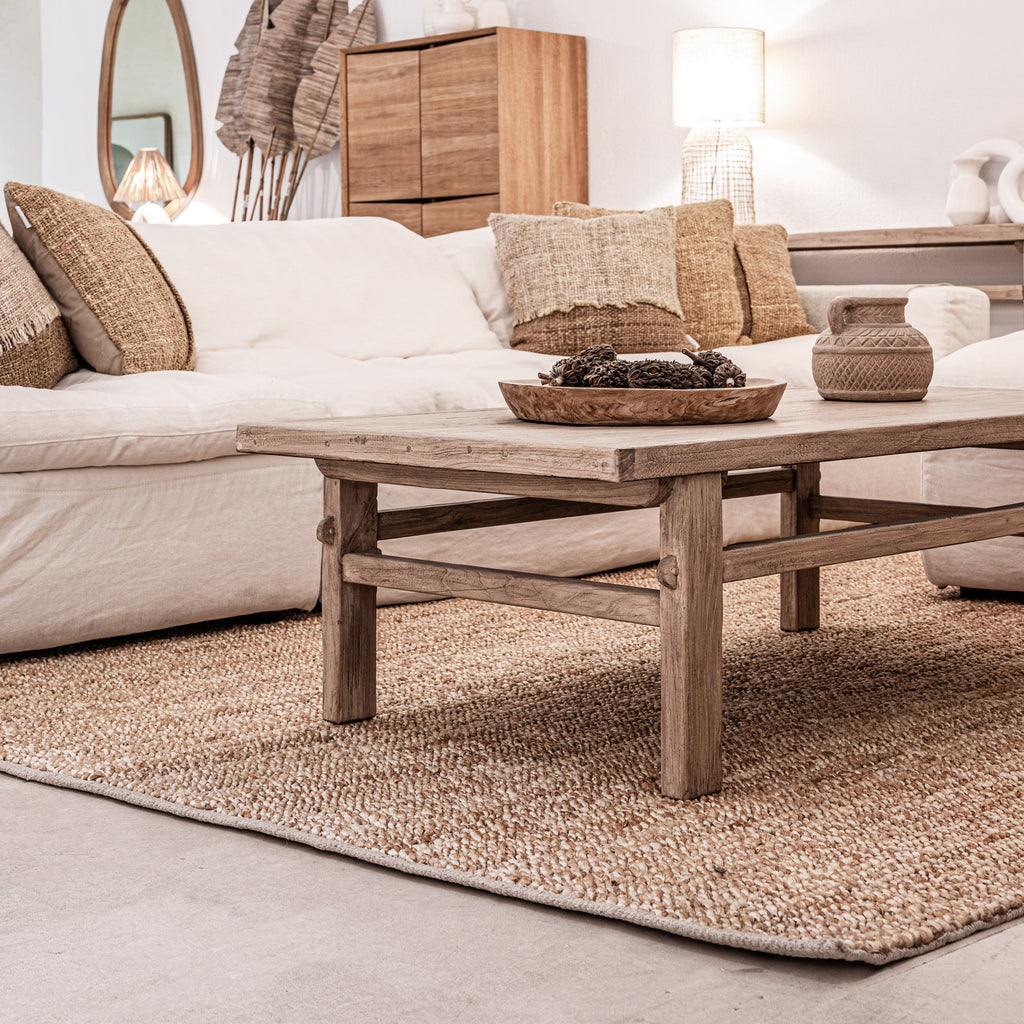 Table basse vintage en bois d'orme