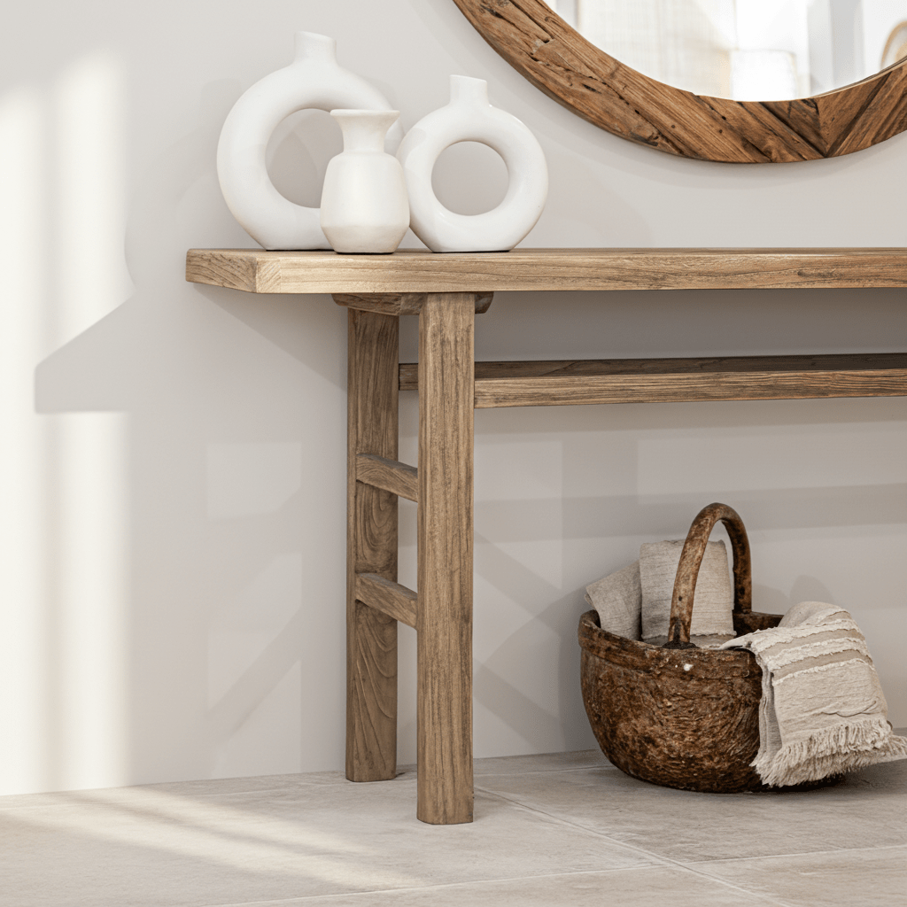 Console vintage en bois d'orme