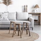 Tabouret rond vintage en bois d'orme