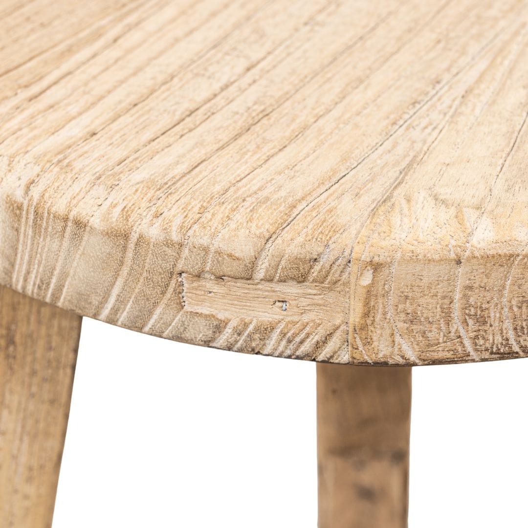 Tabouret rond vintage en bois d'orme