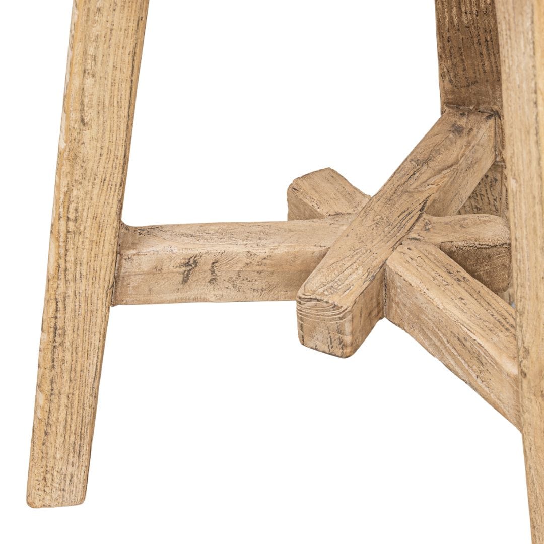 Tabouret rond vintage en bois d'orme